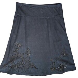 le chateau Black A Line beaded skirt Size M